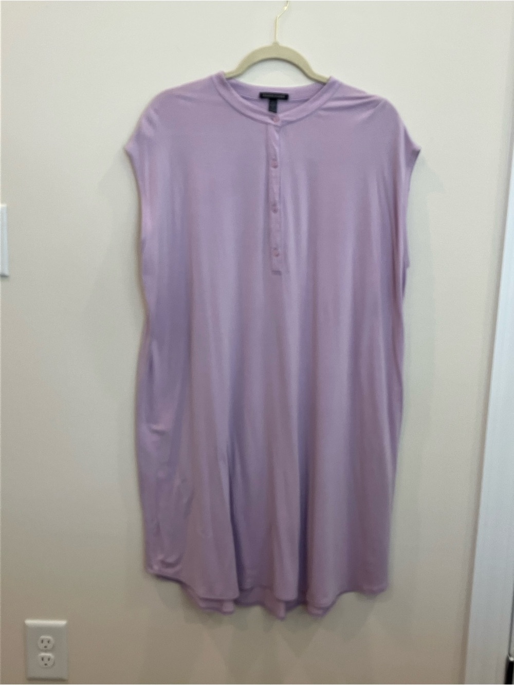 Eileen Fisher Lavender Button-Neck Dress